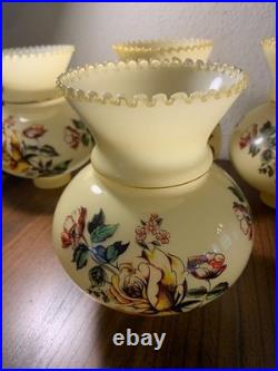 Vintage Hand Painted Rose Floral Light Lamp Shade Lot 4 rare replacement parts