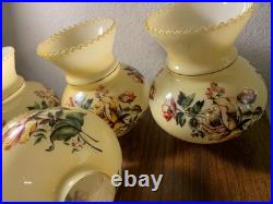 Vintage Hand Painted Rose Floral Light Lamp Shade Lot 4 rare replacement parts
