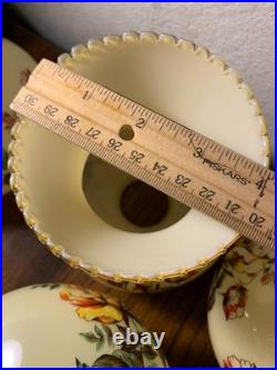 Vintage Hand Painted Rose Floral Light Lamp Shade Lot 4 rare replacement parts