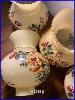 Vintage Hand Painted Rose Floral Light Lamp Shade Lot 4 rare replacement parts