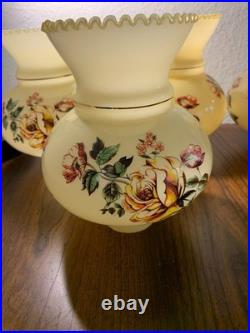 Vintage Hand Painted Rose Floral Light Lamp Shade Lot 4 rare replacement parts