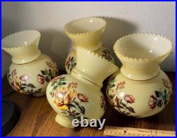 Vintage Hand Painted Rose Floral Light Lamp Shade Lot 4 rare replacement parts