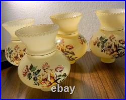 Vintage Hand Painted Rose Floral Light Lamp Shade Lot 4 rare replacement parts