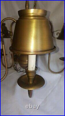 Vintage Hanging Light Fixture Chandelier 5 light antique Brass Lamp shades parts