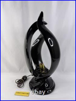 Vintage Harris Lamp of Elegance, Flame Lamp, Art Deco, Black Ceramic (for Parts)