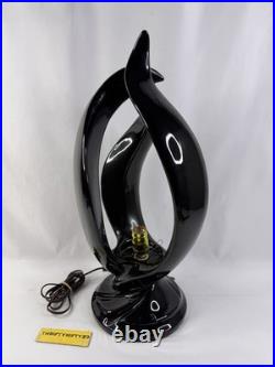Vintage Harris Lamp of Elegance, Flame Lamp, Art Deco, Black Ceramic (for Parts)