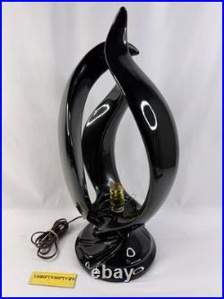 Vintage Harris Lamp of Elegance, Flame Lamp, Art Deco, Black Ceramic (for Parts)