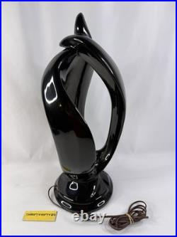 Vintage Harris Lamp of Elegance, Flame Lamp, Art Deco, Black Ceramic (for Parts)