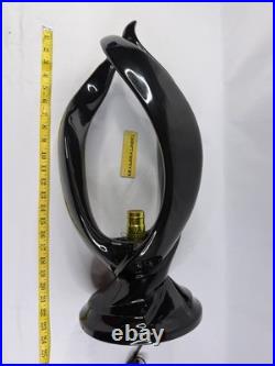 Vintage Harris Lamp of Elegance, Flame Lamp, Art Deco, Black Ceramic (for Parts)