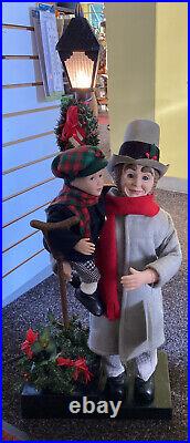 Vintage Holiday Creations Tiny Tim And Scrooge 36 Animated Lamp Post Scene