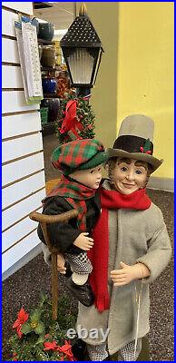 Vintage Holiday Creations Tiny Tim And Scrooge 36 Animated Lamp Post Scene