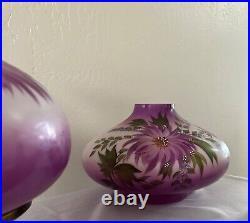 Vintage Hurricane Parlor Gone with the Wind Shades-+ Parts Purple Floral (2)