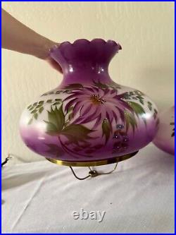 Vintage Hurricane Parlor Gone with the Wind Shades-+ Parts Purple Floral (2)