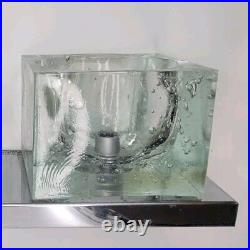 Vintage Ice Cube Glass Light with Chrome AS IS / PARTS / REPAIR