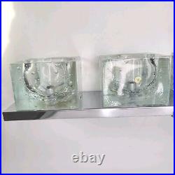 Vintage Ice Cube Glass Light with Chrome AS IS / PARTS / REPAIR