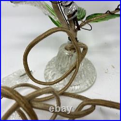 Vintage Italian Murano Hand Blown Art Glass Flower Lamp For Parts repair