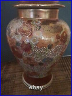 Vintage Japanese Satsuma Mille Fleur Ginger Jar Ex. Cond. Parts For Lamp Inc