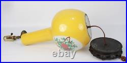 Vintage Japanese Vase Table Lamp With Floral Bird Design & Brass Fittings