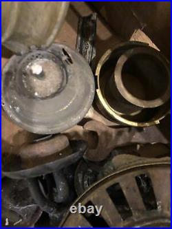 Vintage Job Lot Of Brass Oil/Paraffin Lamp Spare Parts/Restoration Hc4
