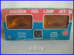 Vintage Kmart Chrome Rectangular Wide Range Fog Lamp Light Set 12V With Switch NOS
