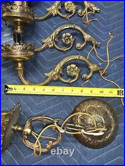 Vintage LAMP PARTS LOT chandelier hanging metal light ornate spacer arm set gold