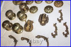 Vintage Lamp Parts Antique Brass 24 Pieces Set #7