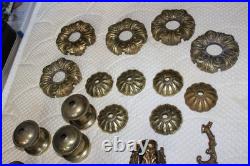 Vintage Lamp Parts Antique Brass 24 Pieces Set #7
