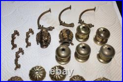 Vintage Lamp Parts Antique Brass 24 Pieces Set #7