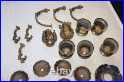 Vintage Lamp Parts Antique Brass 24 Pieces Set #7