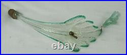 Vintage Lamp Parts Crystal & Green Glass Chandelier parts Feather like arms WOW
