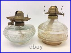 Vintage Lot Hurricane Oil Lamps Glass Founts Queen Anne Burner Scovill Parts