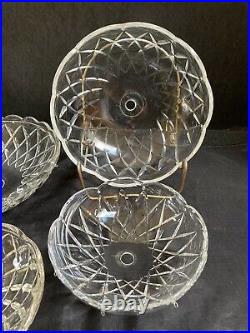 Vintage Lot Of 4 Crystal Glass Lamp 8 & 6 Bobeches Lamp Parts-excellent