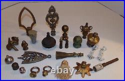 Vintage Lot of 24 Antique Brass Bronze Aluminum Ornate Fancy Lamp Parts & Finial