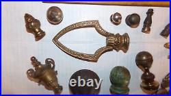 Vintage Lot of 24 Antique Brass Bronze Aluminum Ornate Fancy Lamp Parts & Finial