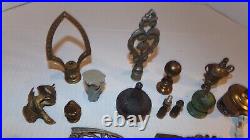 Vintage Lot of 24 Antique Brass Bronze Aluminum Ornate Fancy Lamp Parts & Finial
