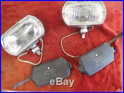 Vintage Lucas Rectangle FT/LR8 FOG Light Lamps Pair With Covers VERY BRIGHT BEAM