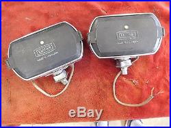Vintage Lucas Rectangle FT/LR8 FOG Light Lamps Pair With Covers VERY BRIGHT BEAM
