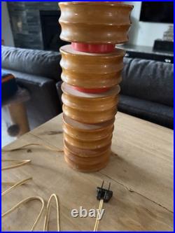 Vintage MCM American Designer Table Lamp Wood Working Original Plug In And Parts