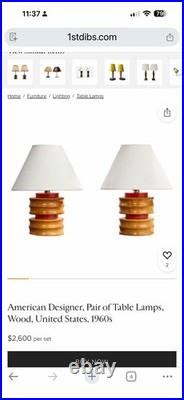 Vintage MCM American Designer Table Lamp Wood Working Original Plug In And Parts