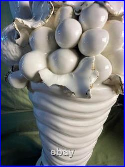 Vintage MCM Italian Cornucopia Fruit Stack Blanc De Chine Pottery Ceramic Lamp