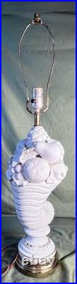 Vintage MCM Italian Cornucopia Fruit Stack Blanc De Chine Pottery Ceramic Lamp