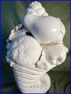Vintage MCM Italian Cornucopia Fruit Stack Blanc De Chine Pottery Ceramic Lamp