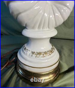 Vintage MCM Italian Cornucopia Fruit Stack Blanc De Chine Pottery Ceramic Lamp