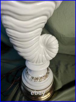 Vintage MCM Italian Cornucopia Fruit Stack Blanc De Chine Pottery Ceramic Lamp