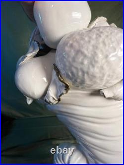 Vintage MCM Italian Cornucopia Fruit Stack Blanc De Chine Pottery Ceramic Lamp