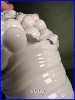 Vintage MCM Italian Cornucopia Fruit Stack Blanc De Chine Pottery Ceramic Lamp