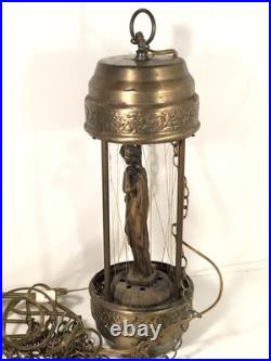 Vintage MCM Johnson Ind Goddess Hanging/Tabletop Oil Rain Lamp For Parts/Repair