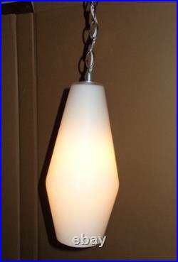 Vintage MCM Pendant Ceiling Light Lamp Fixture Frosted Glass Shade