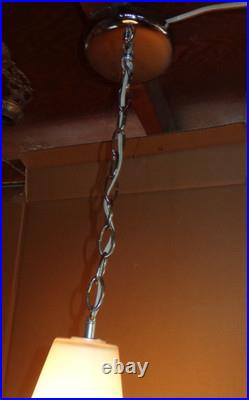 Vintage MCM Pendant Ceiling Light Lamp Fixture Frosted Glass Shade