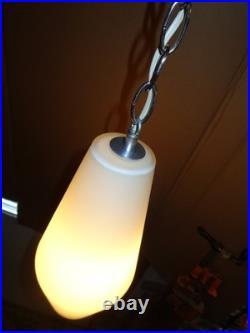 Vintage MCM Pendant Ceiling Light Lamp Fixture Frosted Glass Shade